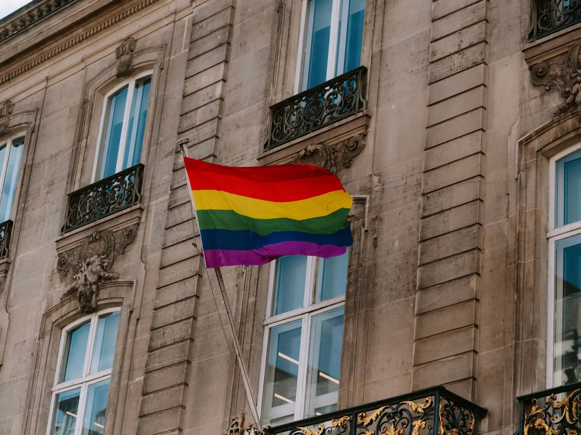 Pride Flag Hanging on The Building