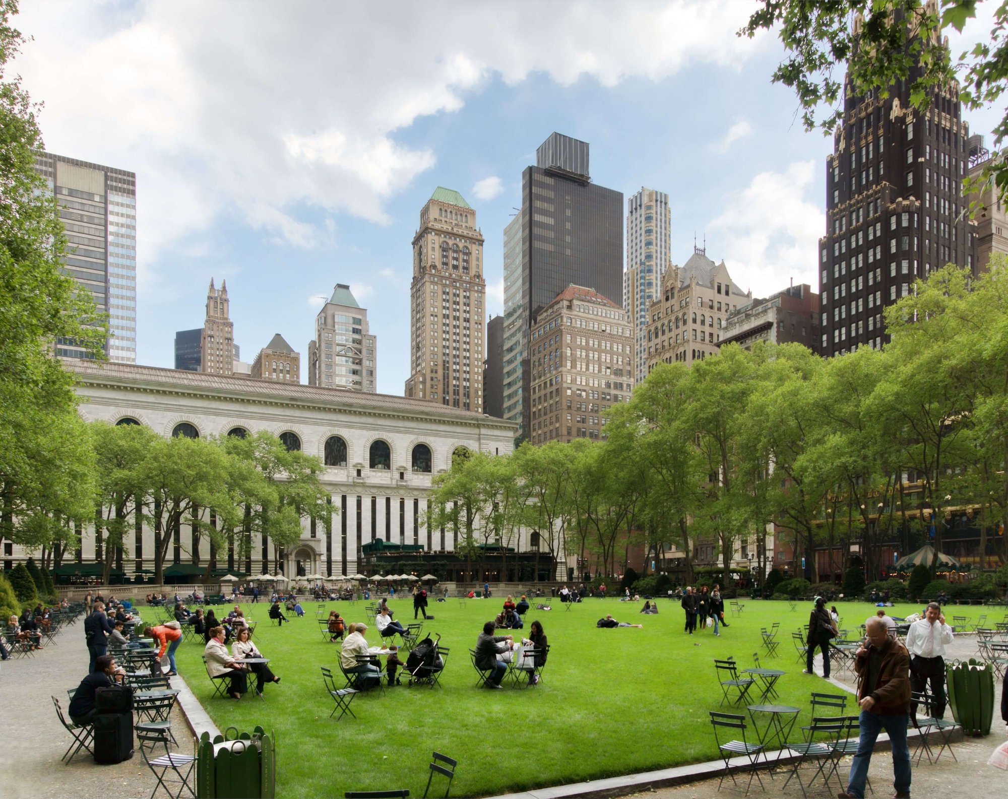 People sitting in the Bryant Park