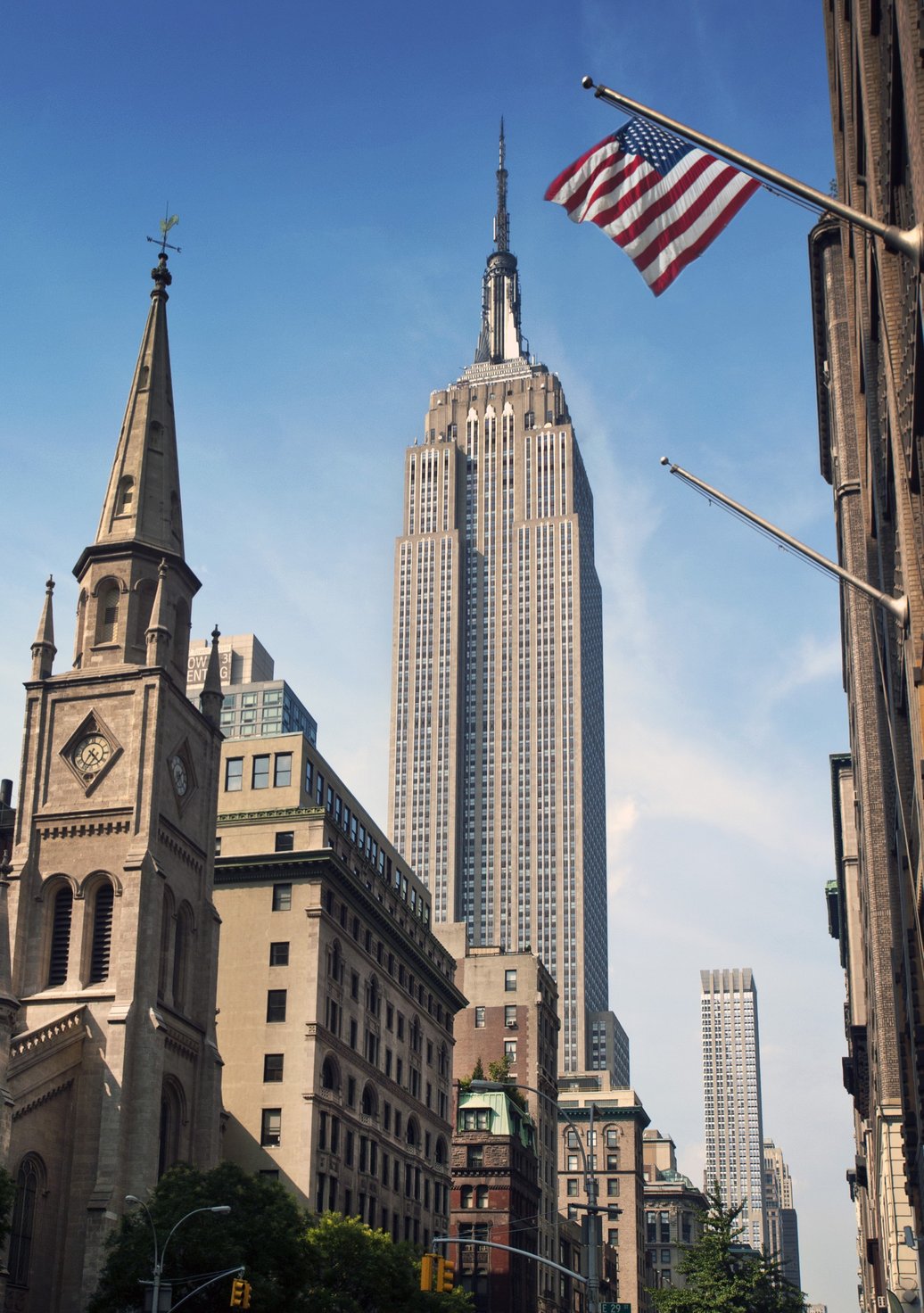 Midtown east buildings featuring the american flag