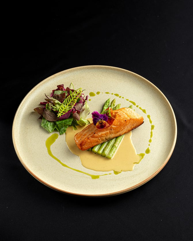 Plate with fancy gourmet food 